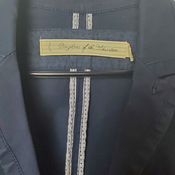 Anthropologie Daughters of the Liberation Size 10 Navy Blue Cotton Blazer Jacket - Picture 8 of 8